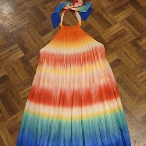 Colorful Halter Neck Mini Dress